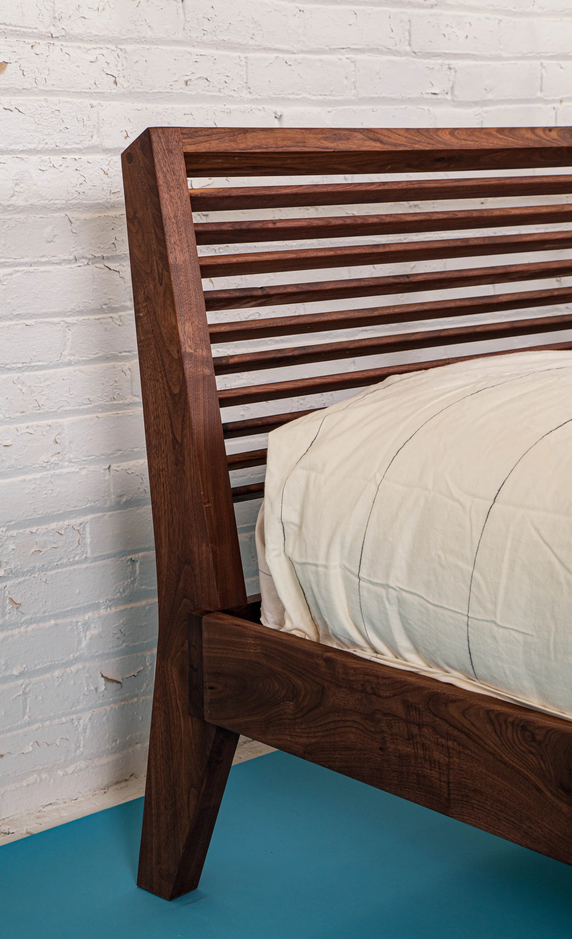 The Warwick, Louvered Modern Walnut Bed with Storage Moderncre8ve