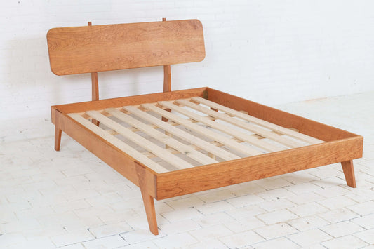 "Designer modern walnut bed frame for sale"