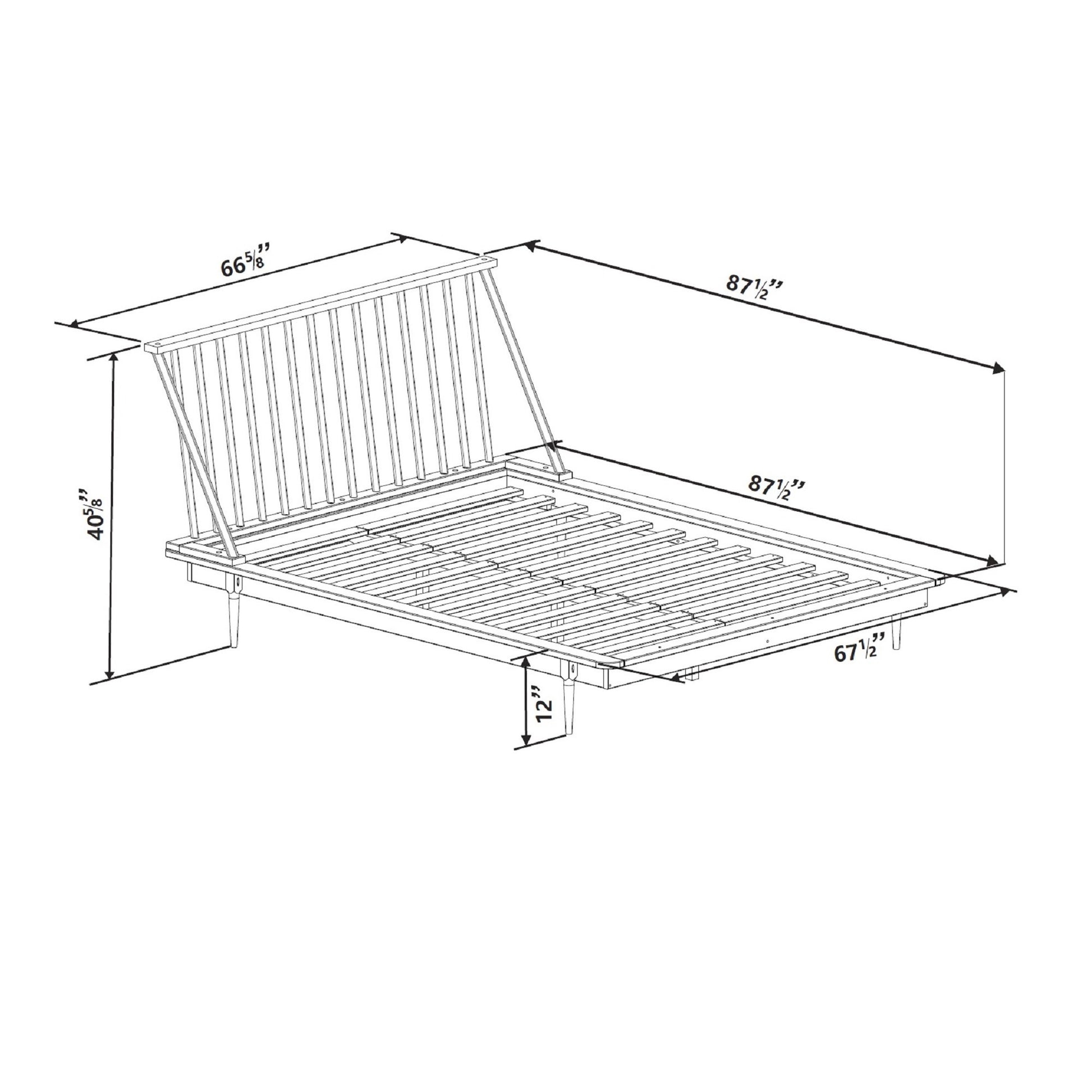 a drawing of a bed with a wooden frame