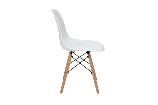 White Plastic Chair with Wooden Legs, 4 pc / Set Moderncre8ve