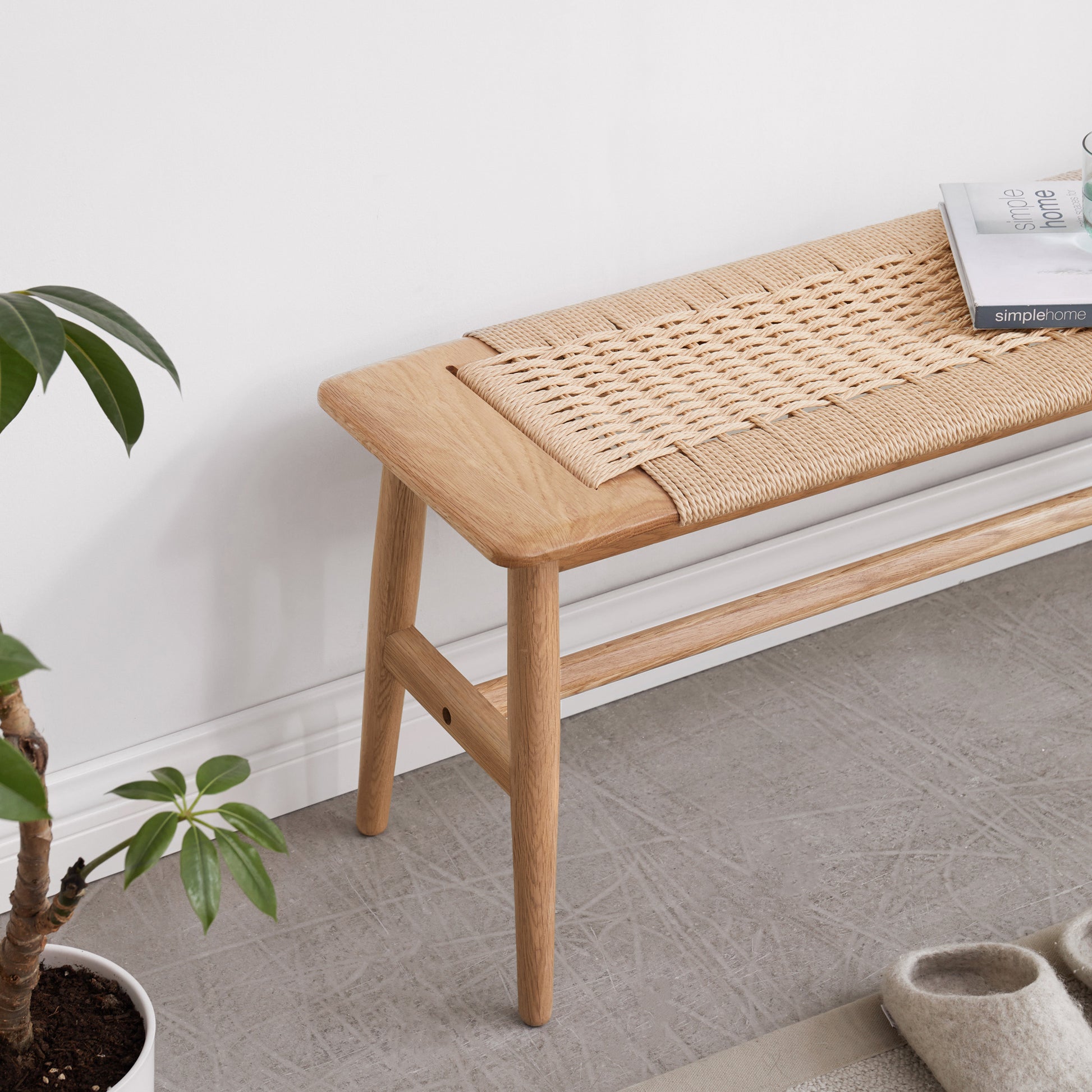 Handcrafted Oak Wood Bench for Dining Room, Bedroom, and Bathroom