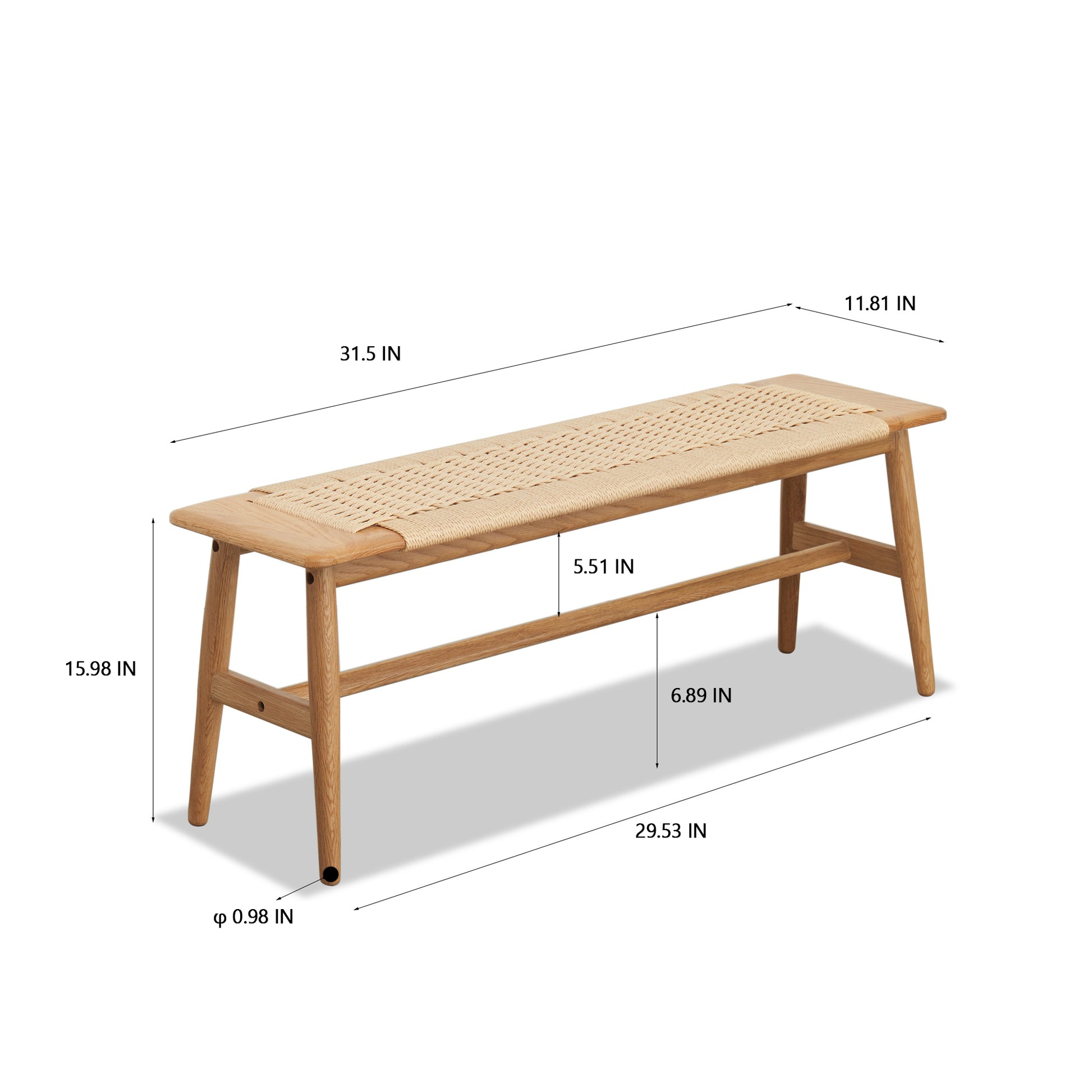 Scandinavian Modern bench with measurements for it