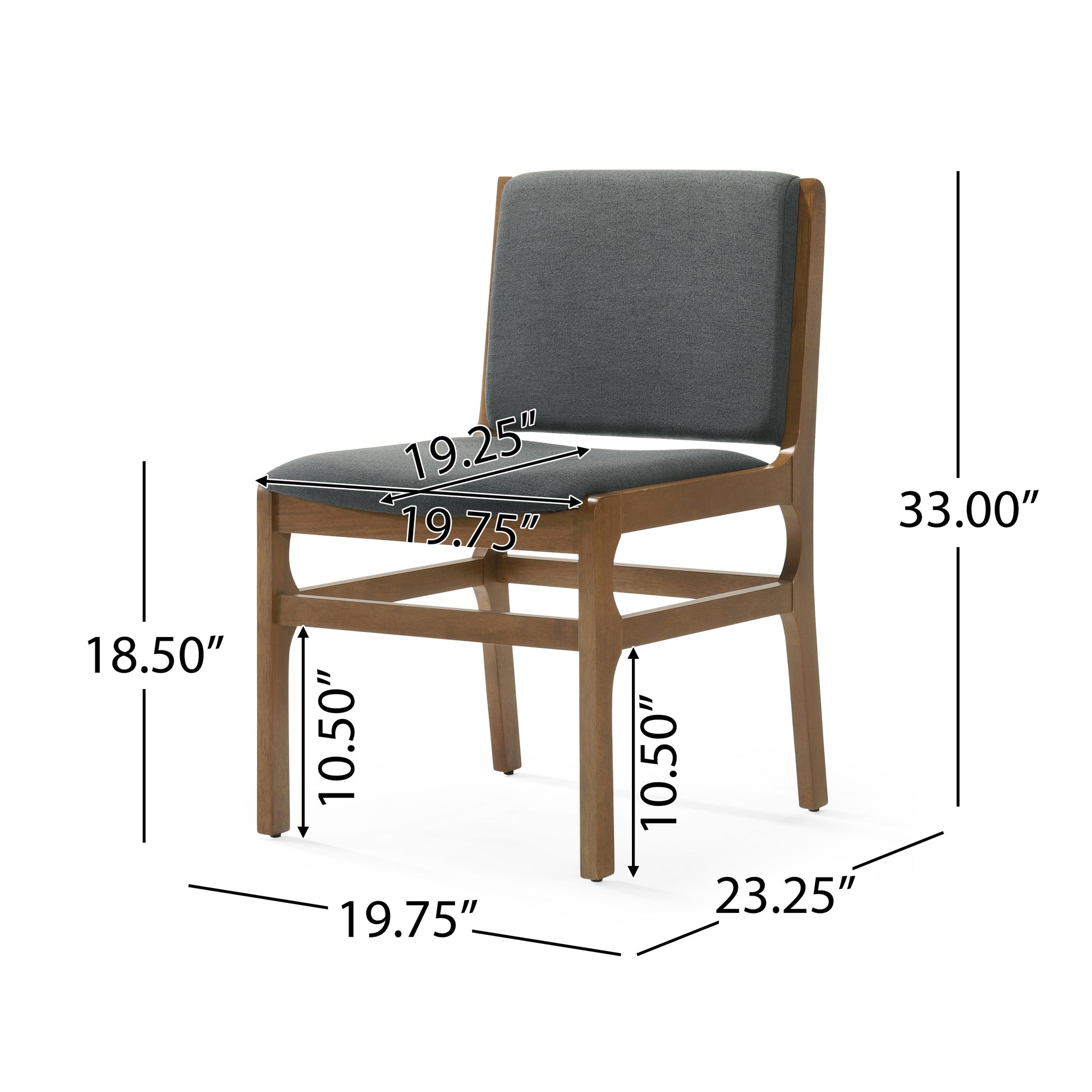 a diagram of a chair with measurements for the seat and back