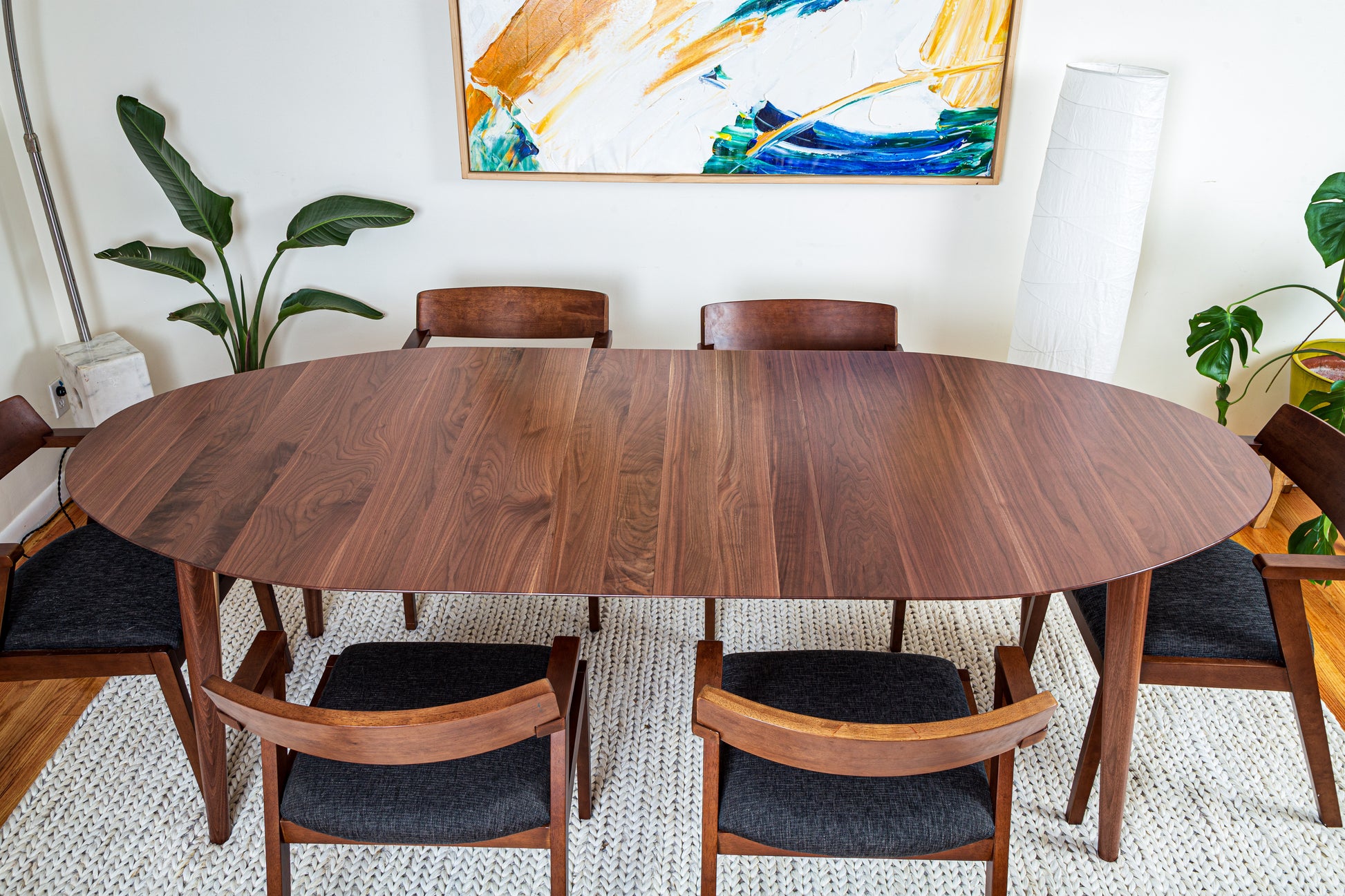 Modern Walnut Oval Dining Table