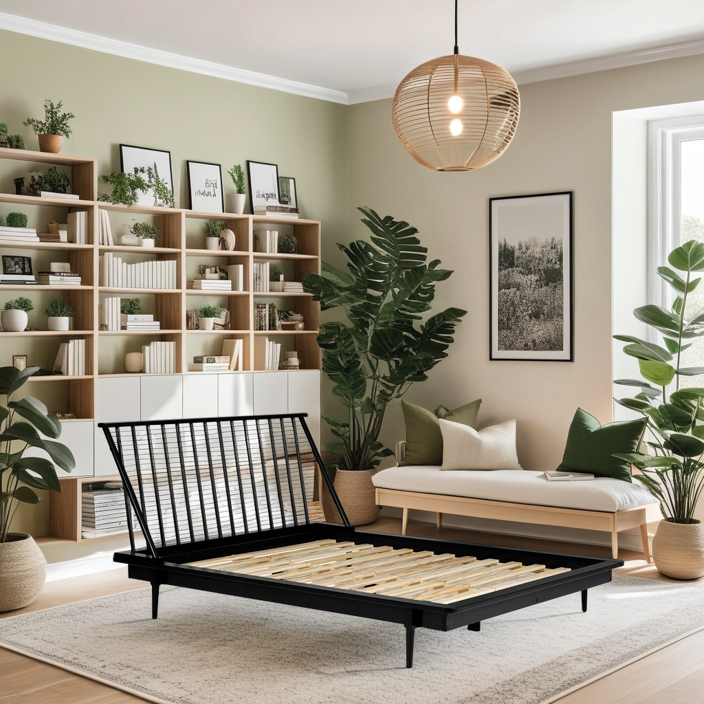 Minimalist Pine Wood Bed Frame - Mid-Century Design