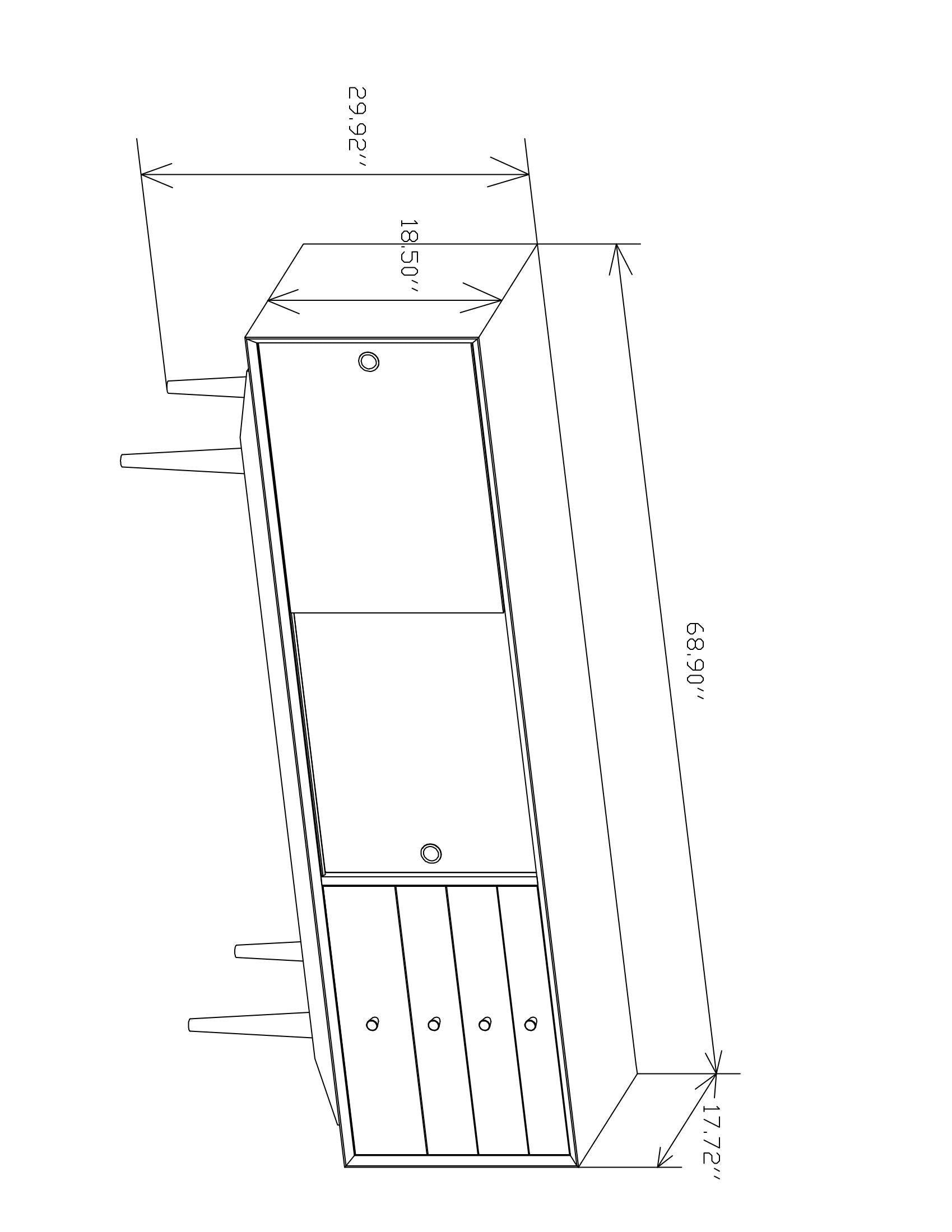 a drawing of a tall cabinet with drawers