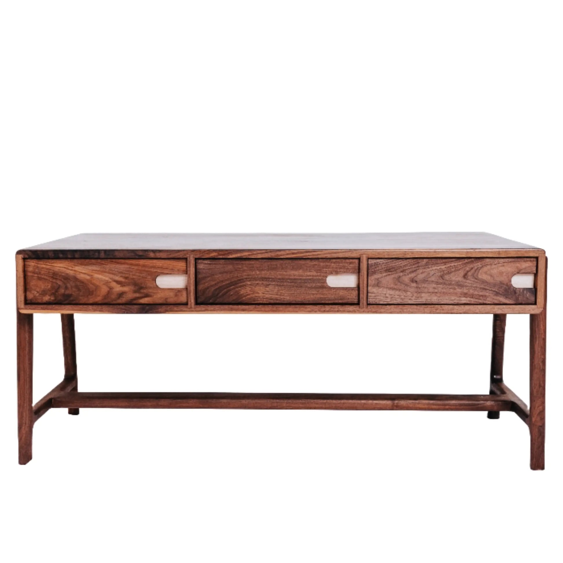 Artisan-crafted Fjord coffee table, integrating Scandinavian design with durable black walnut and rock maple, a centerpiece for eco-conscious homes.
