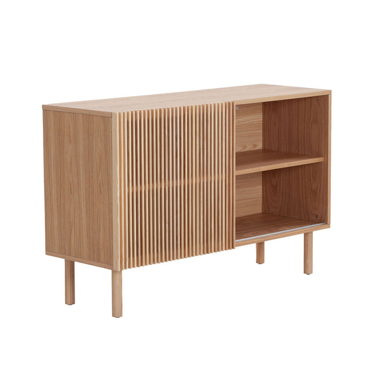 Walnut Finish Modern Sideboard with Four Cabinets