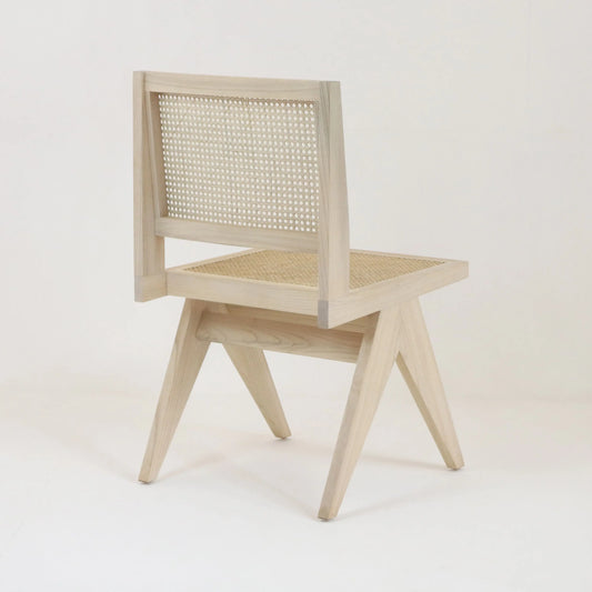 Contemporary Modernist Dining Chair with Rattan Seat