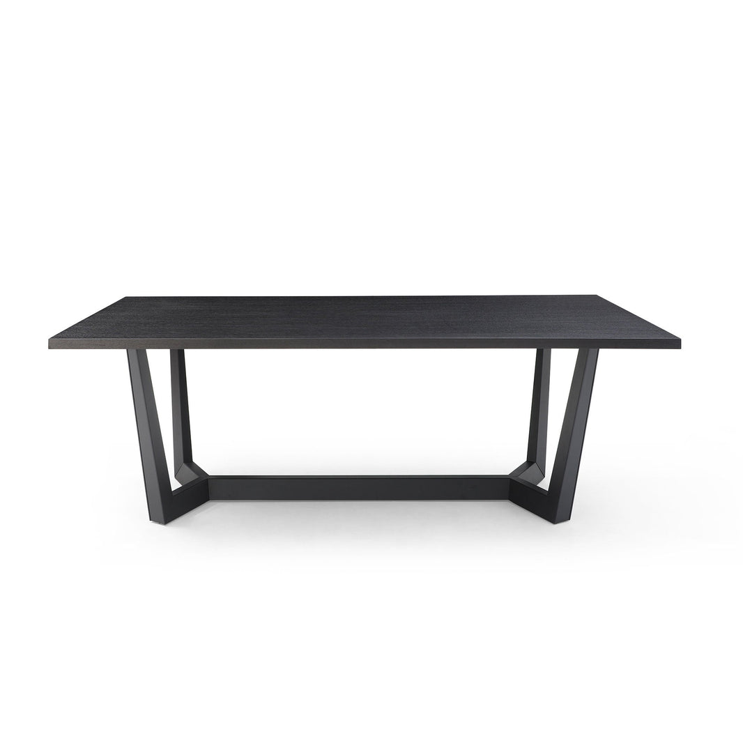 a black table with a black base on a white background