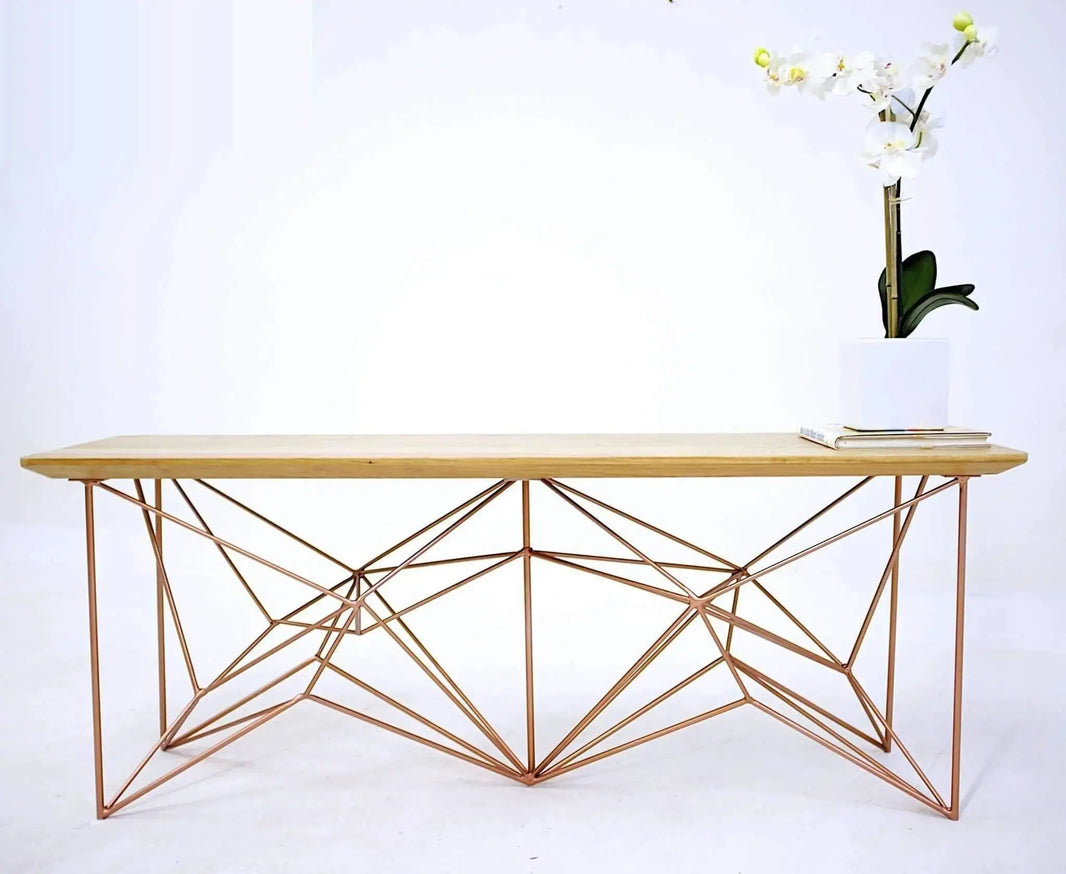 ​The Yoshi: Modern bench for Entryway - Moderncre8ve-Geometric Steel base