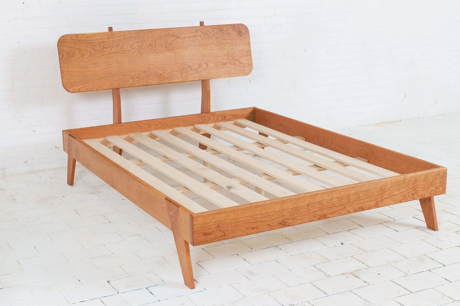 "Designer modern walnut bed frame for sale"