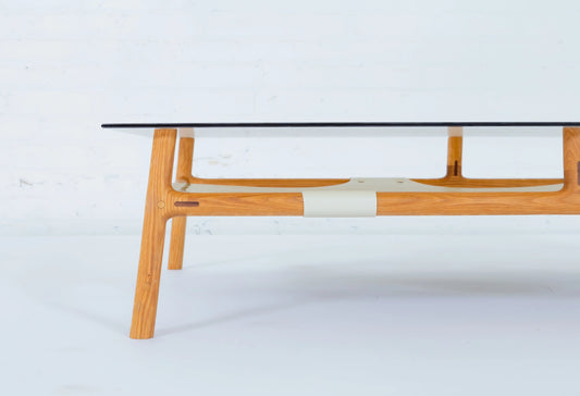  Modern-Furniture-japandi coffee table with leather
