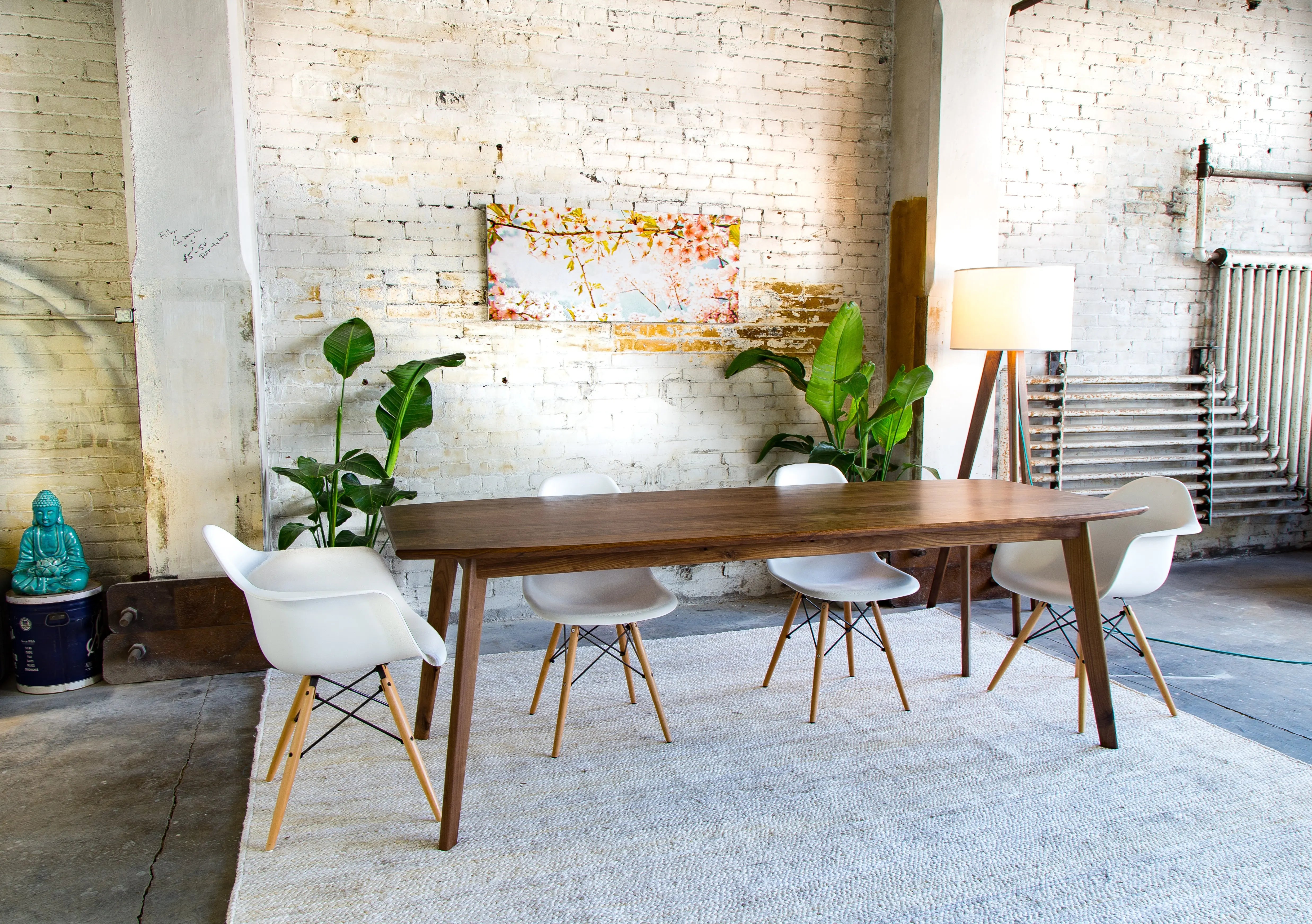 Walnut mid century modern store dining table