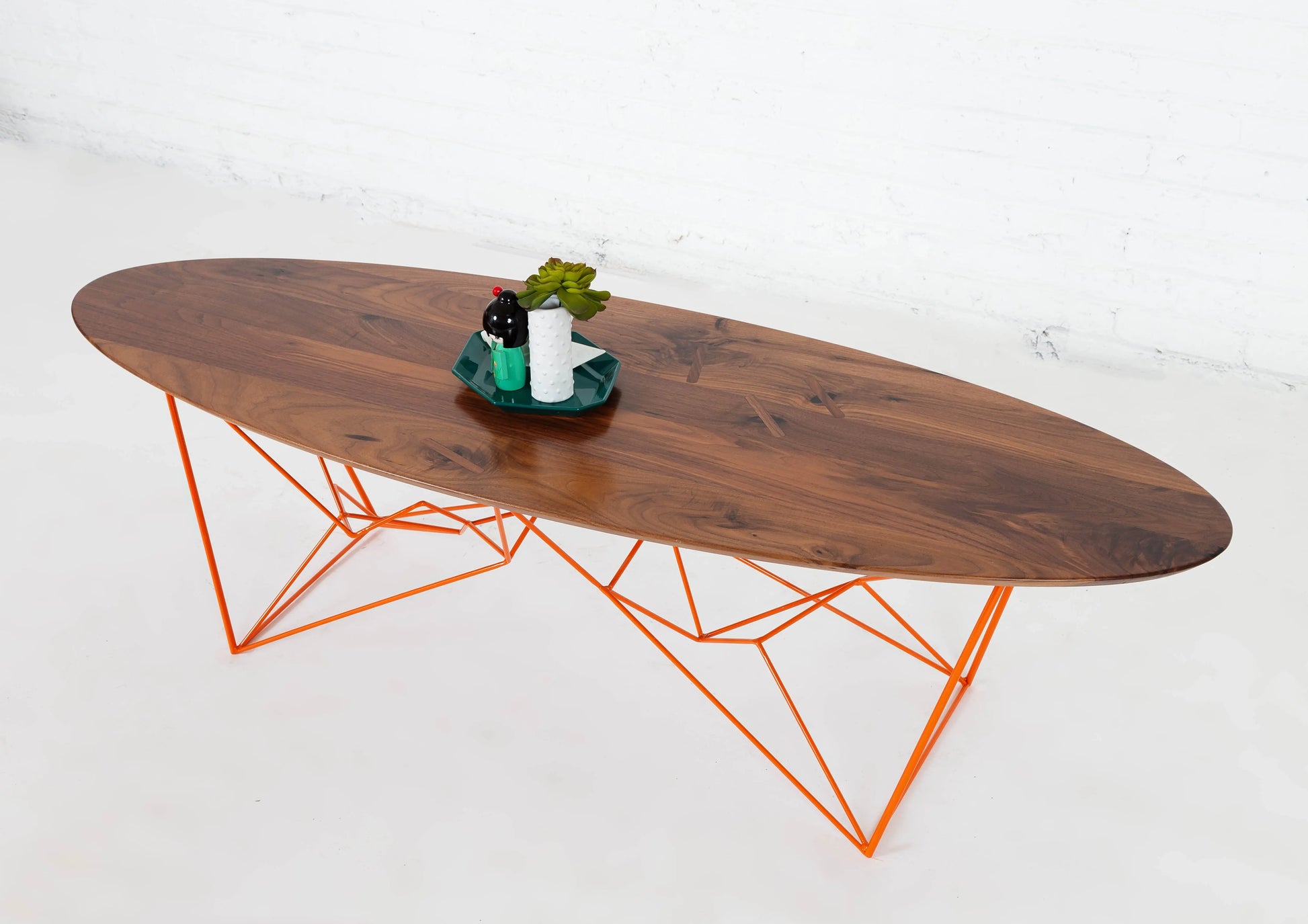 Modern Elliptical Coffee Table, With Welded Steel Base, 