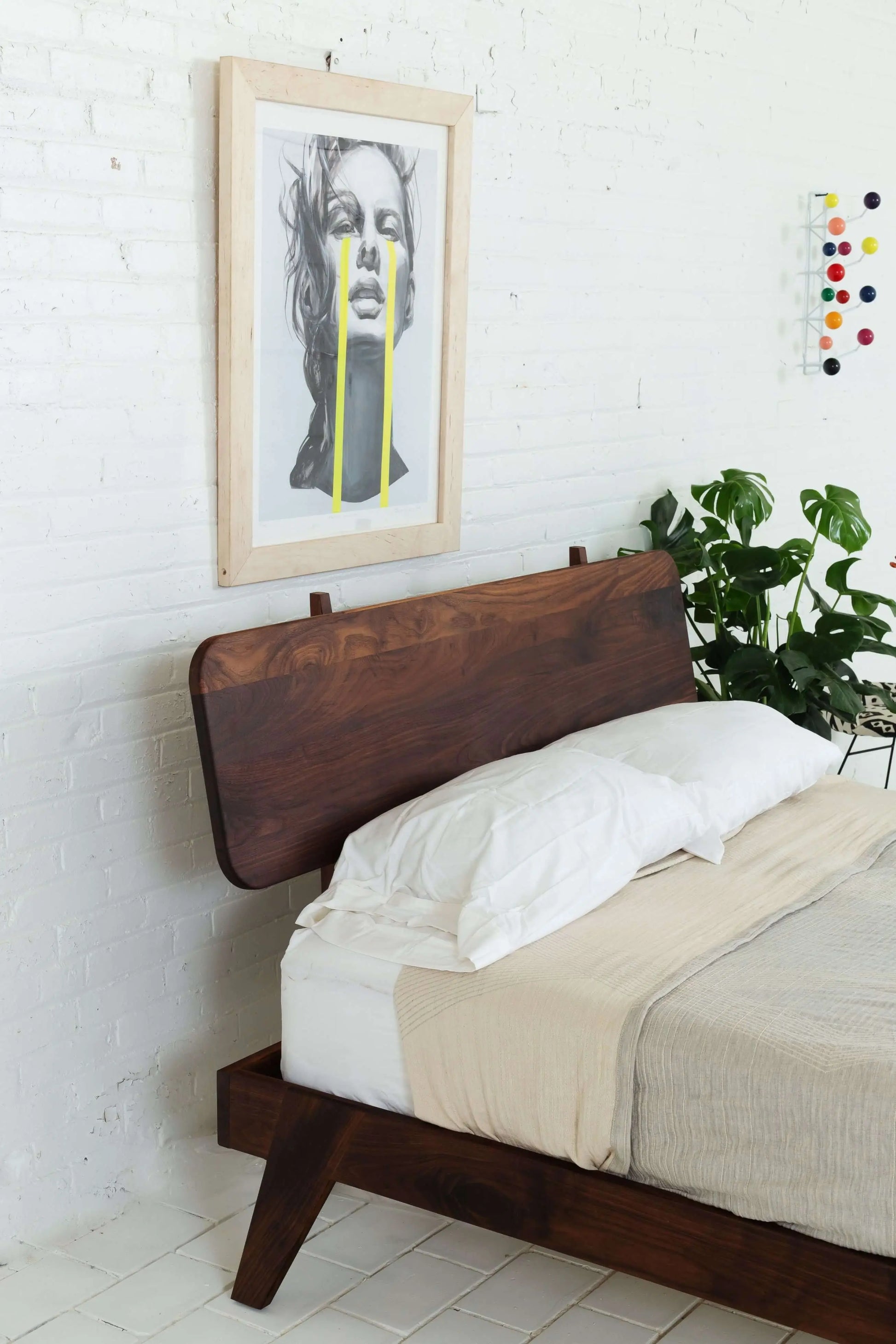 "Luxury modern walnut bed frame"