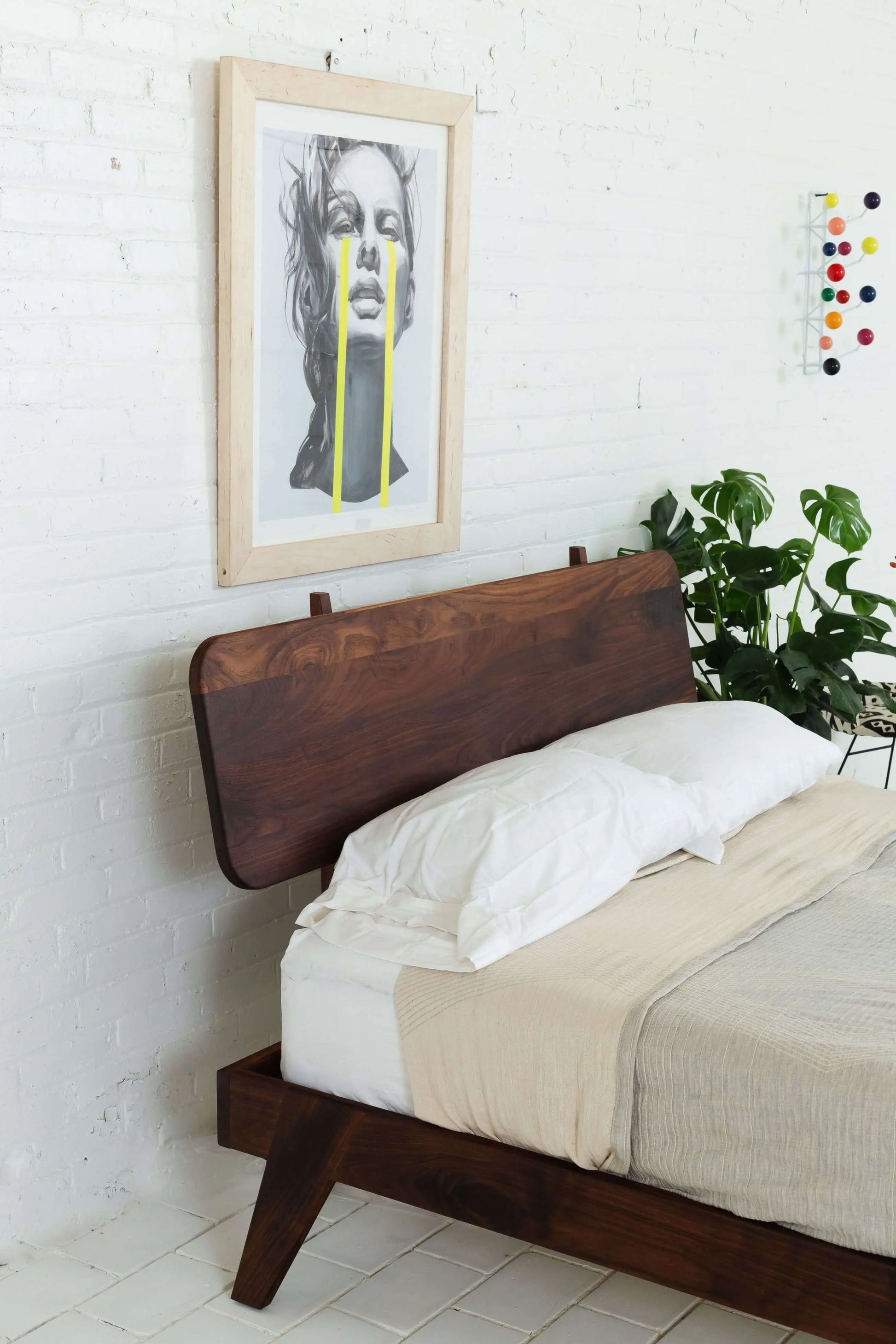 Solid Wood Platform Bed - Walnut Finish
