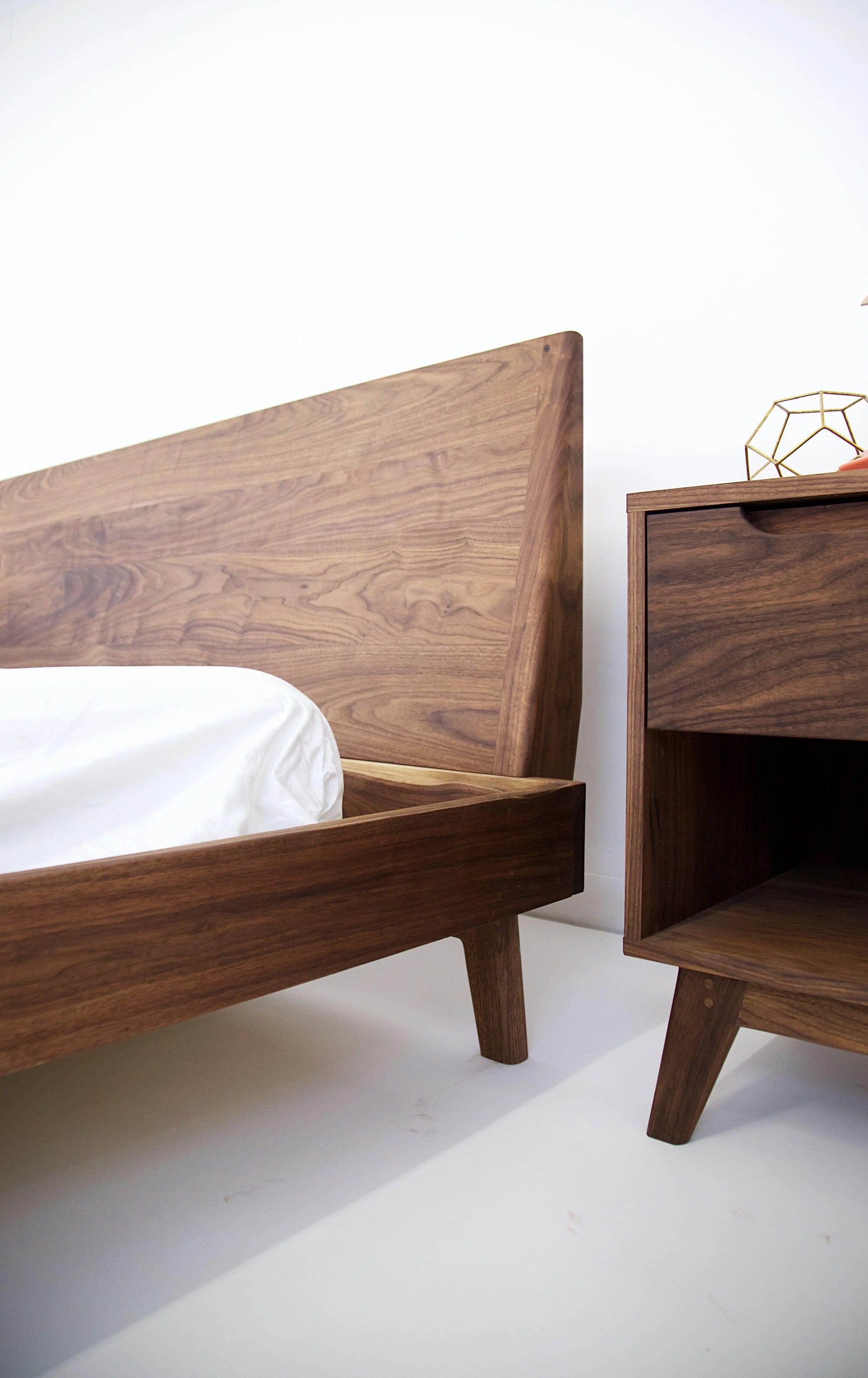 The Bosco: Crafted Walnut Bed Blends Mid Century Modern Elegance