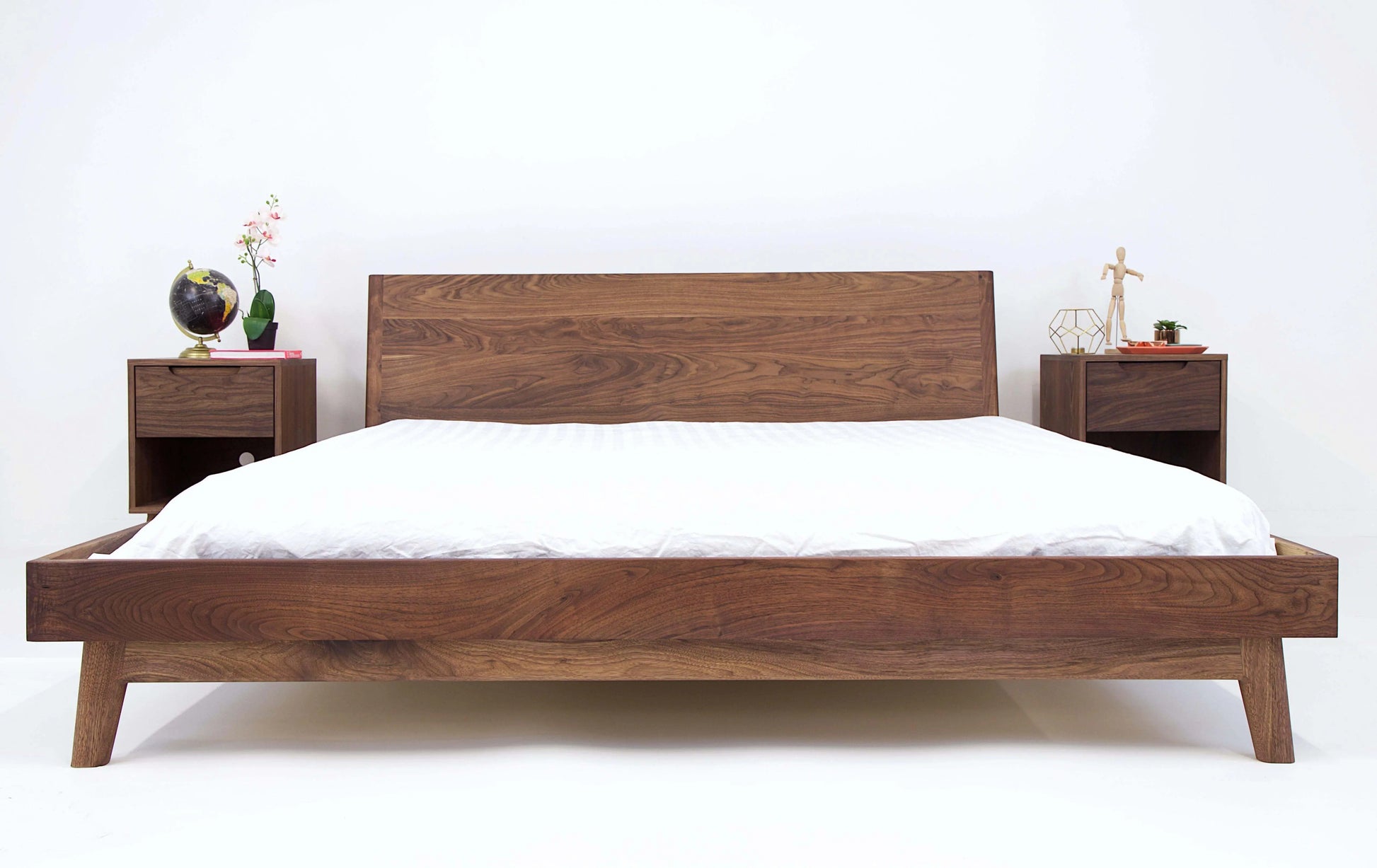 Iconic Walnut Mid Century Bed: The Bosco Handcrafted Masterpiece