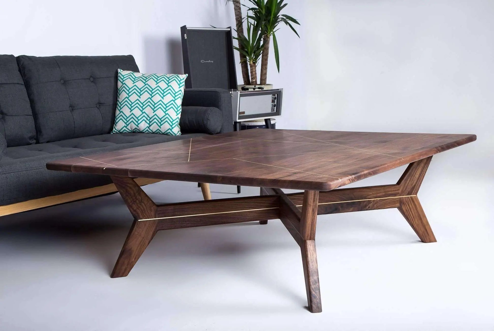 Premium solid walnut coffee table with vintage mid-century charm